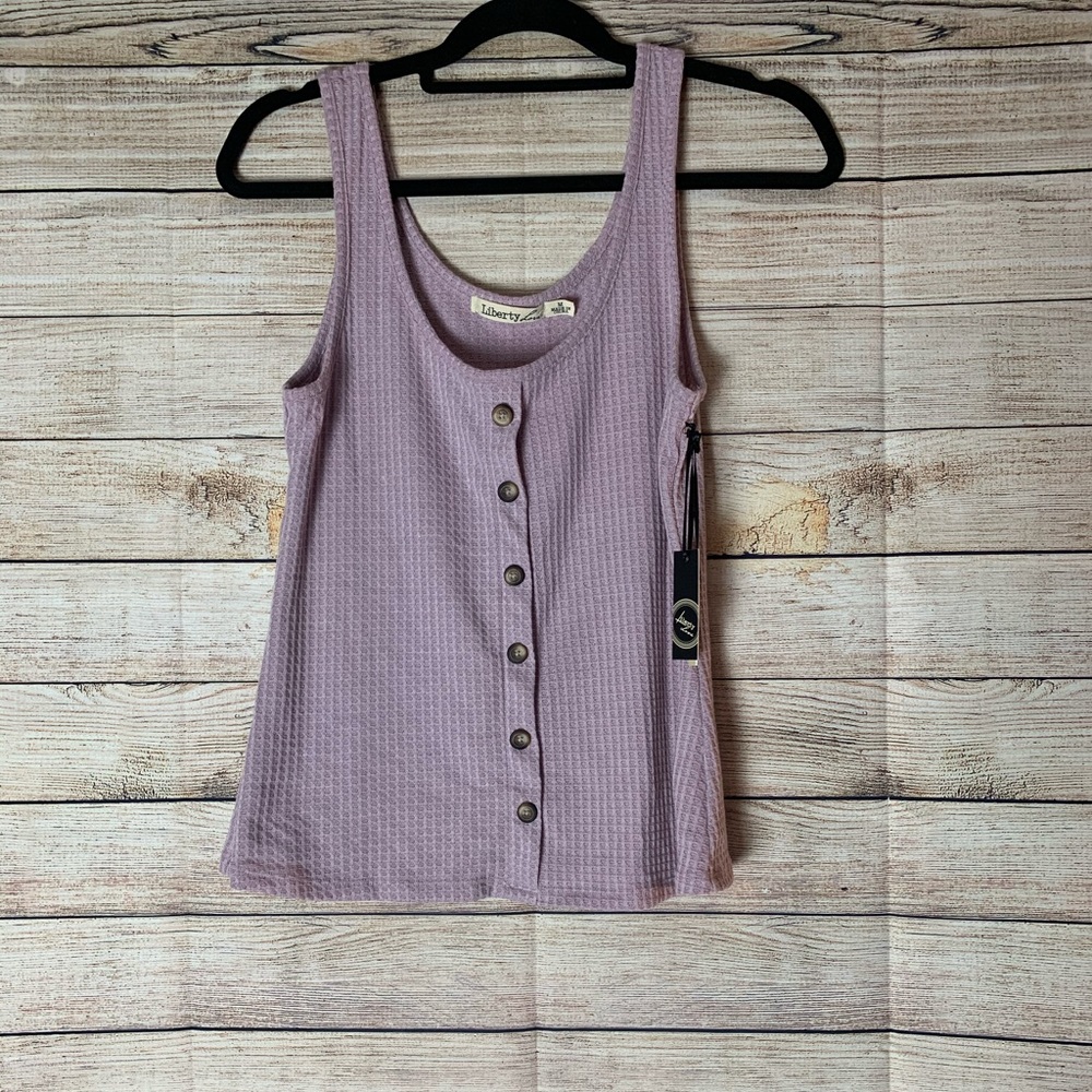 Lavender liberty love waffle knit tank